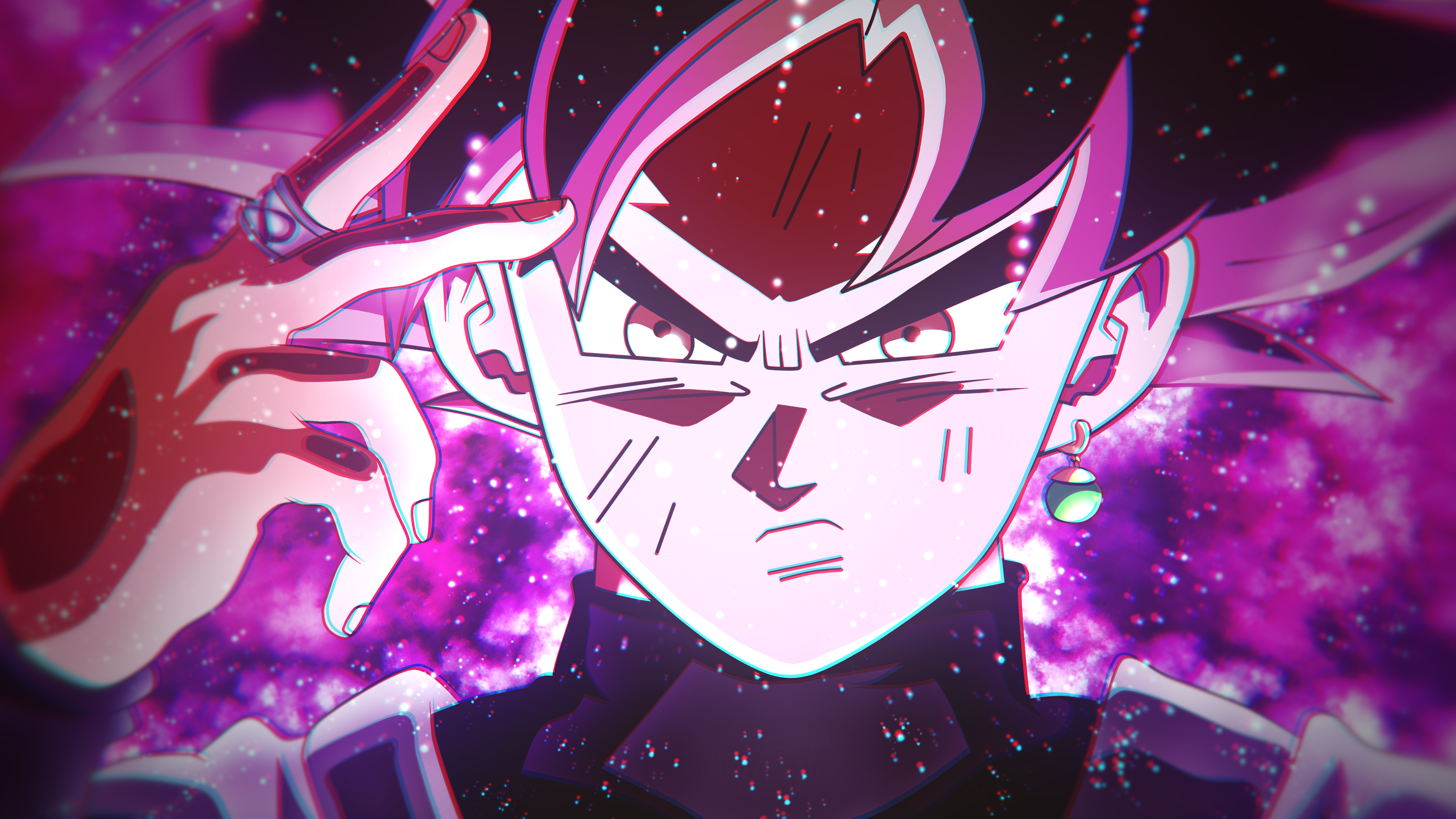 black goku wallpaper,anime,fictional character,graphic design,magenta,cg artwork