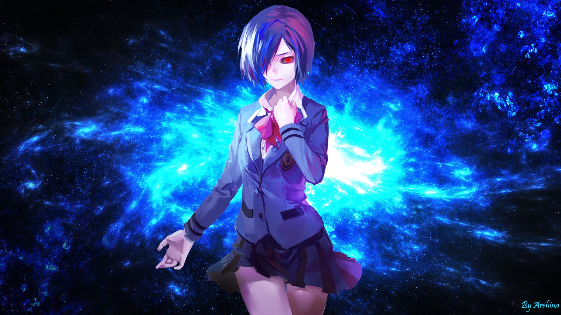 fond d'écran touka,anime,oeuvre de cg,ciel,capture d'écran,espace