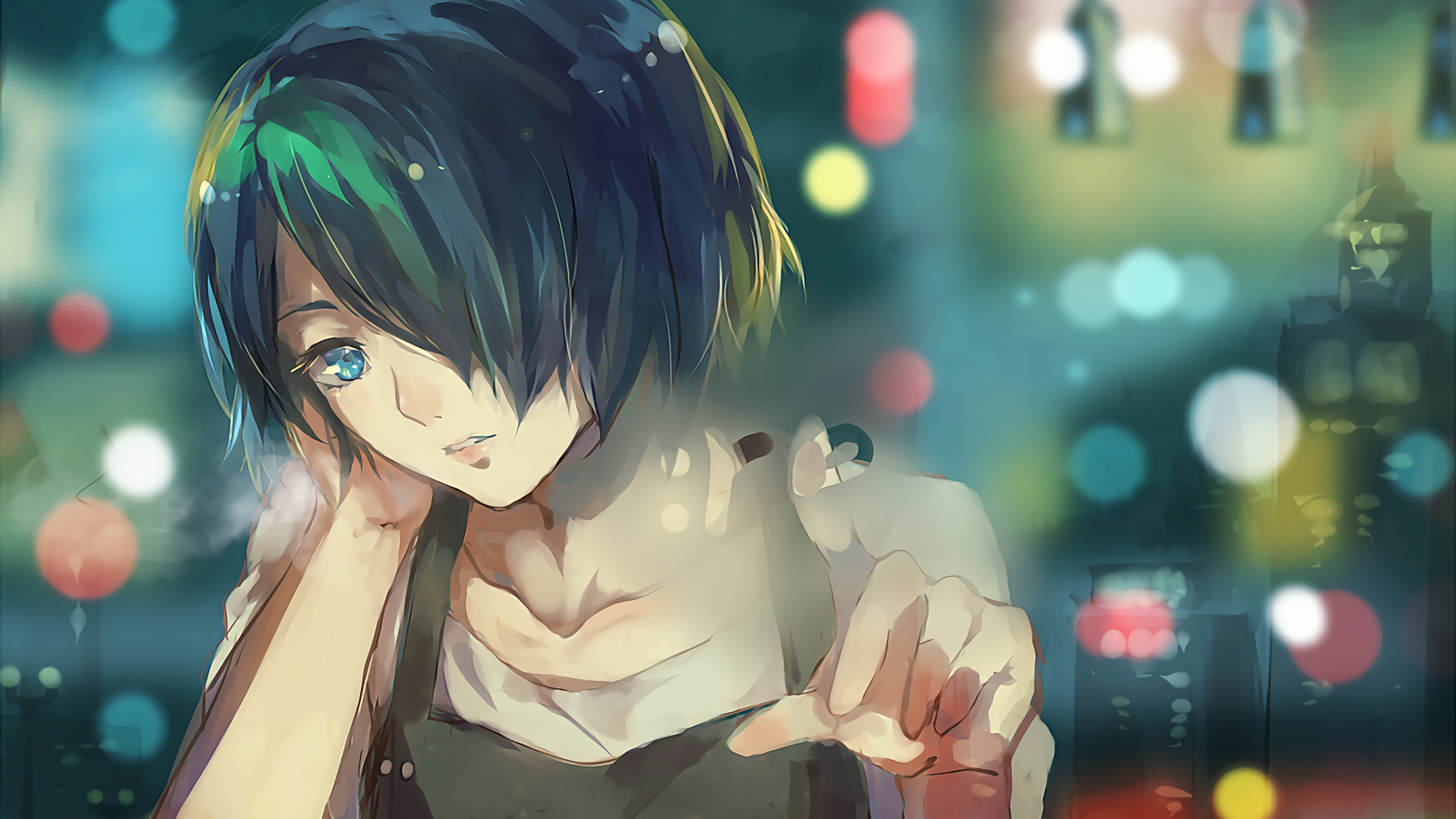 fond d'écran touka,cheveux,dessin animé,anime,oeuvre de cg,cheveux noirs