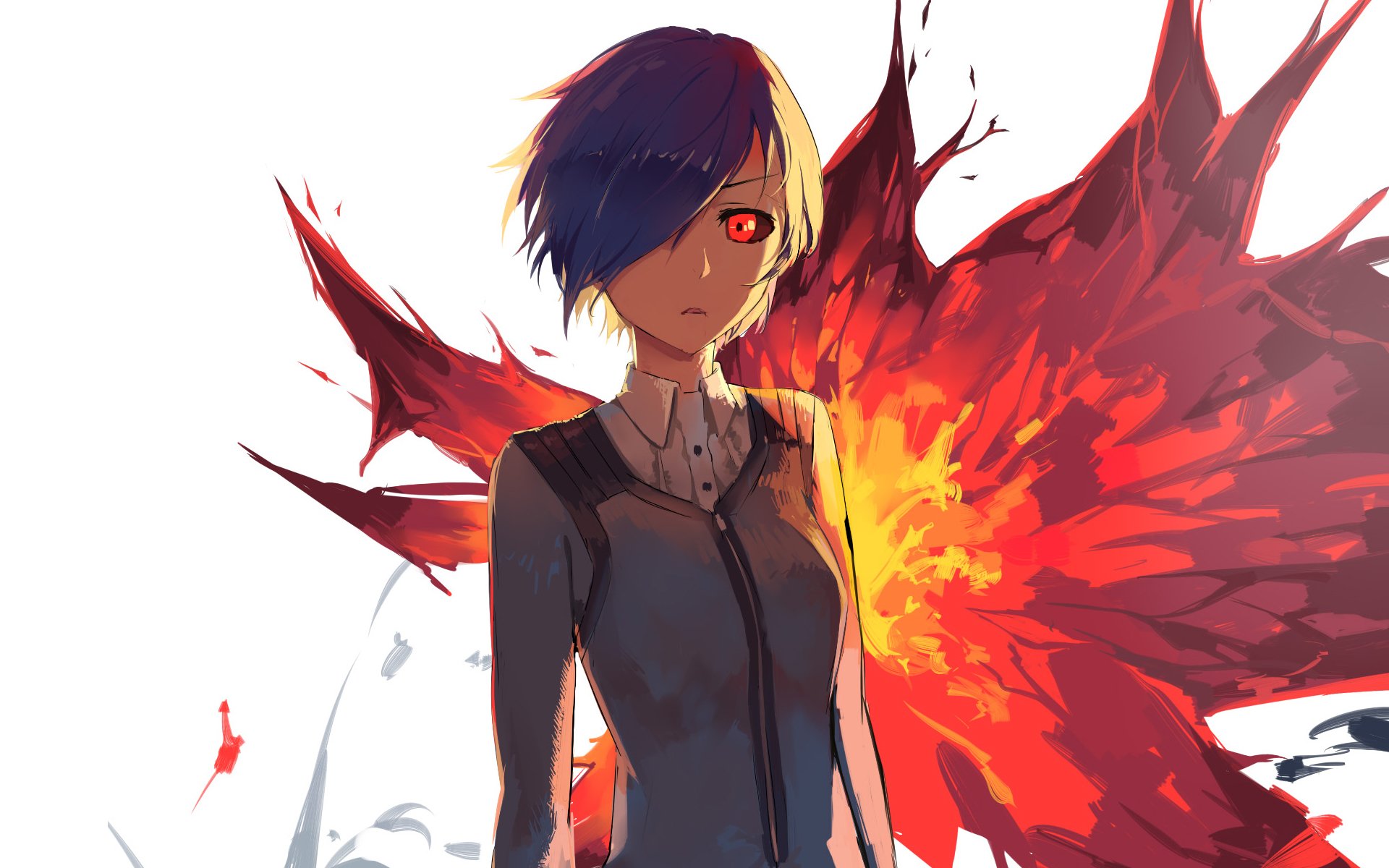 fond d'écran touka,anime,rouge,oeuvre de cg,dessin animé,cool