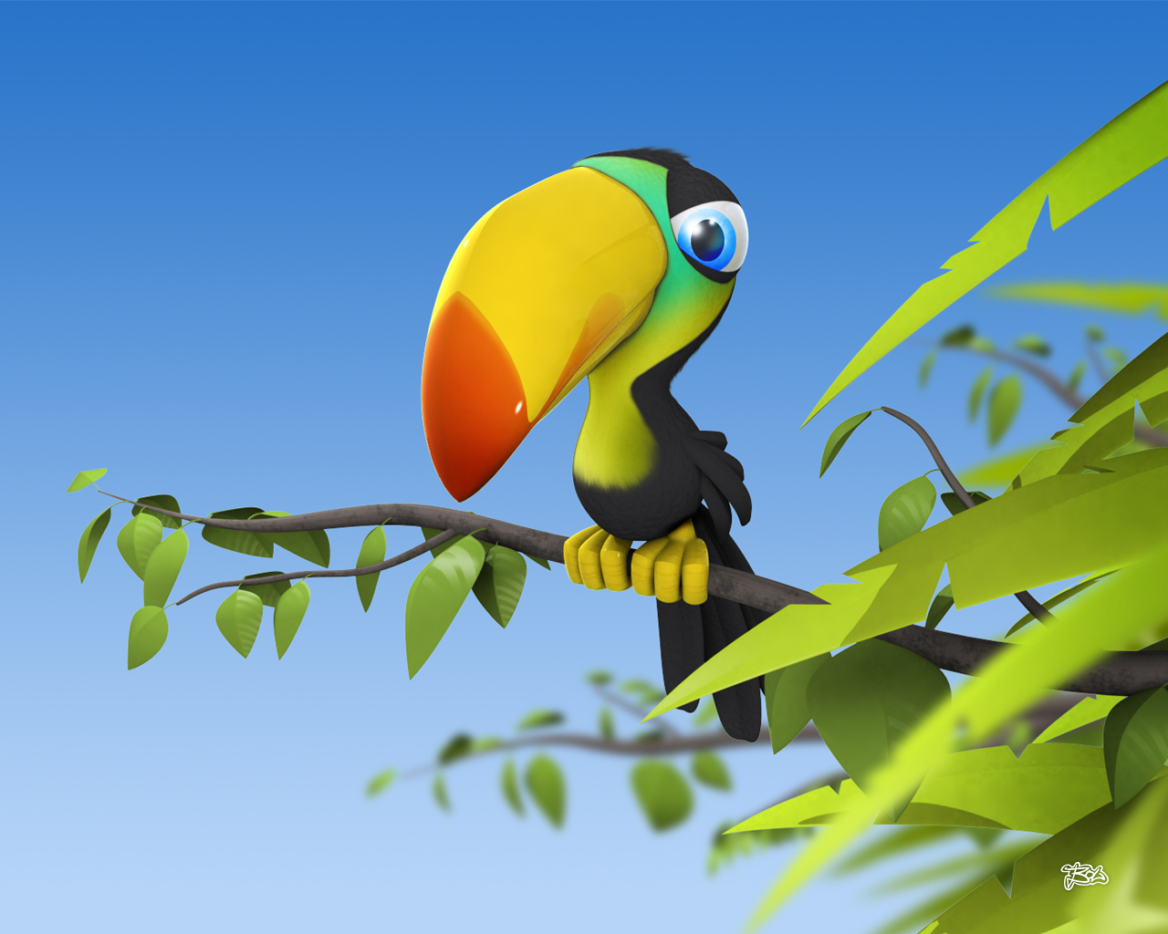 3d cartoon wallpaper,toucan,bird,beak,piciformes,organism