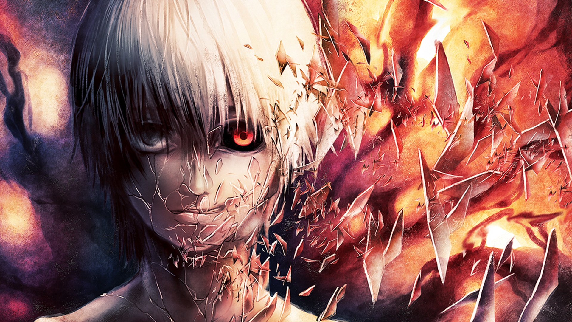 tokyo ghoul kaneki fond d'écran,oeuvre de cg,anime,personnage fictif,illustration,démon