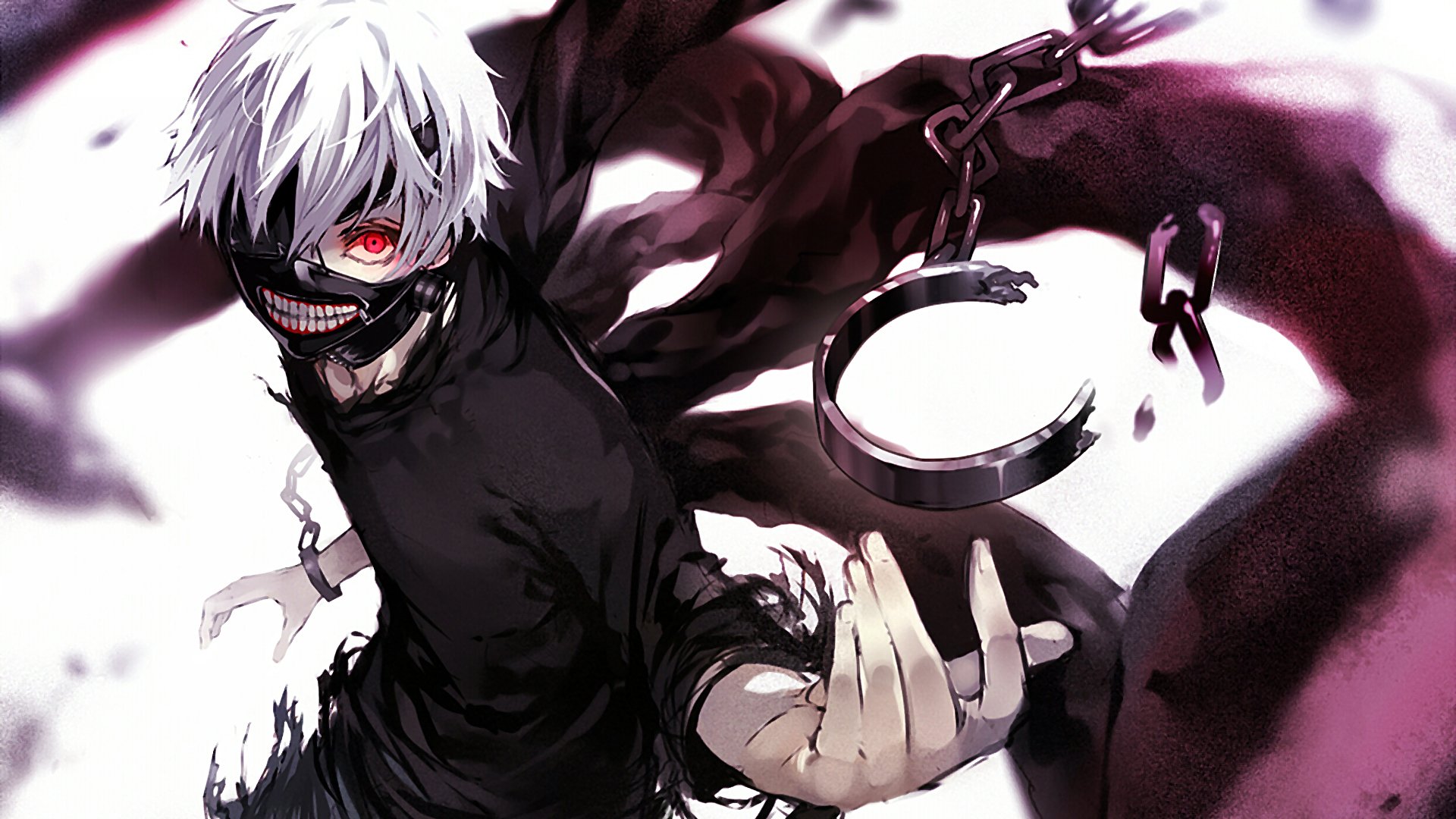 tokyo ghoul kaneki wallpaper,cartoon,anime,black hair,cg artwork,long hair