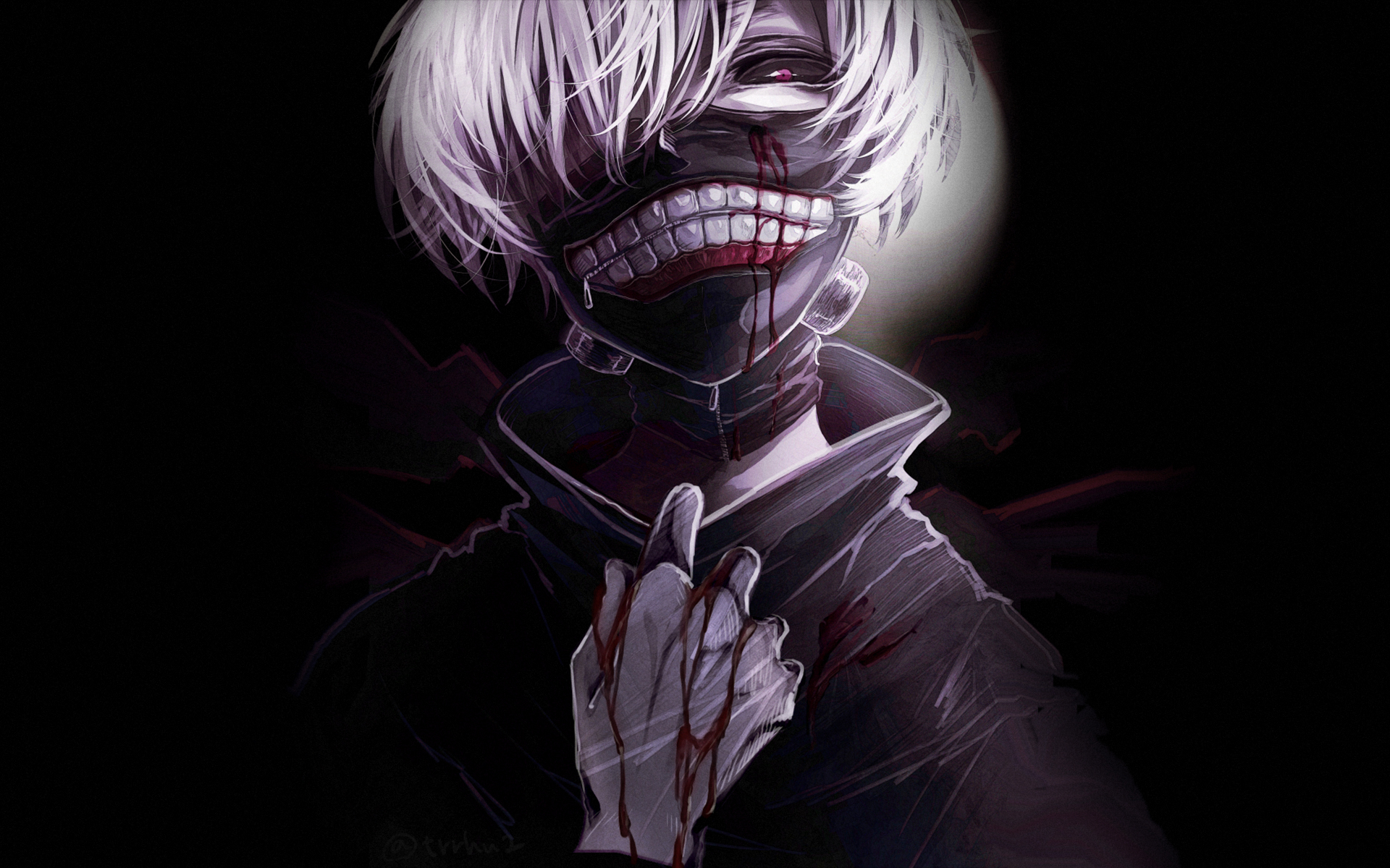 tokyo ghoul kaneki wallpaper,darkness,illustration,fictional character,cg artwork,mouth