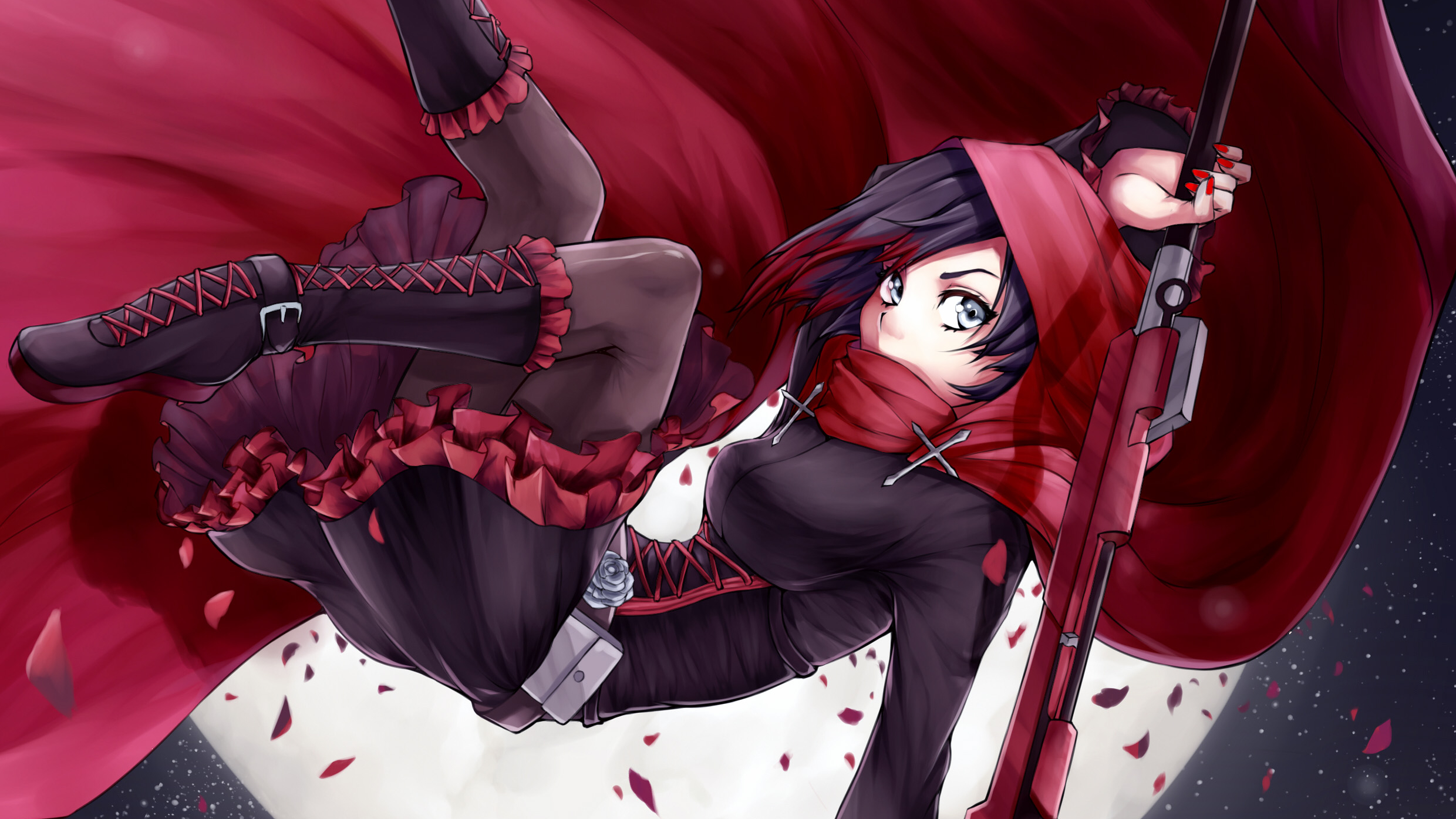 carta da parati rwby,rosso,cg artwork,cartone animato,anime,capelli rossi