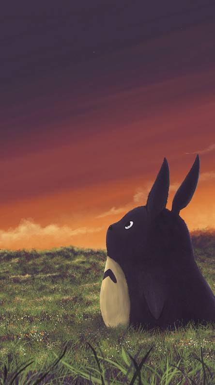 totoro wallpaper,sky,snout,animation,pasture,landscape