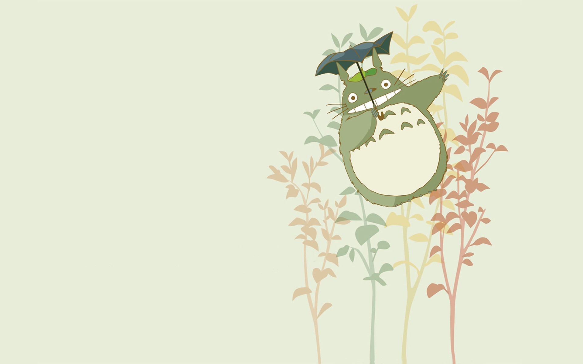 fond d'écran totoro,vert,dessin animé,illustration,herbe,arbre