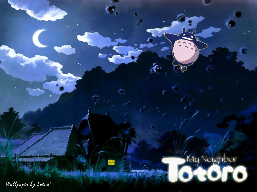 carta da parati totoro,cielo,atmosfera,spazio,cartone animato,illustrazione