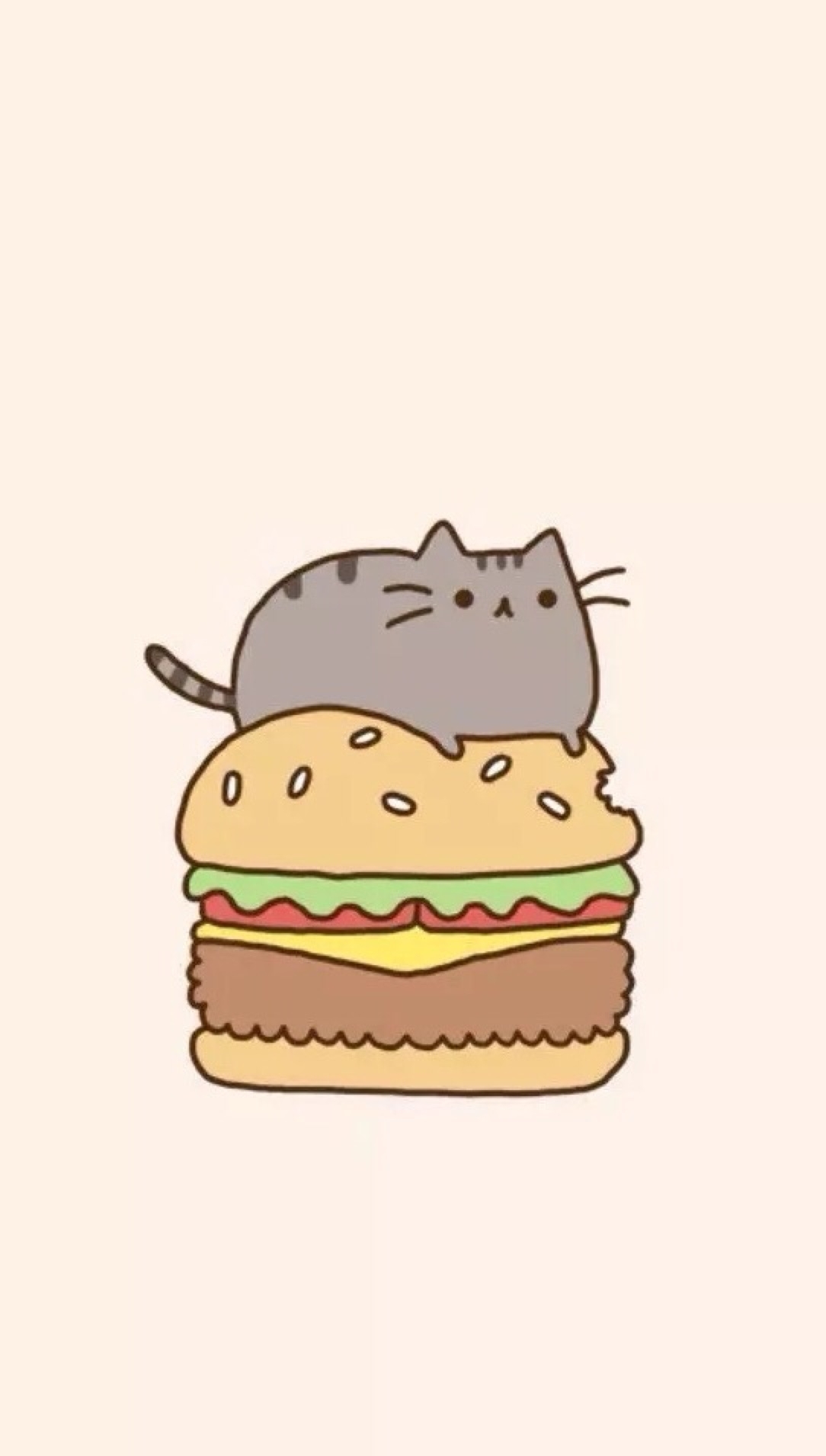 fond d'écran pusheen,cheeseburger,dessin animé,fast food,hamburger,aliments