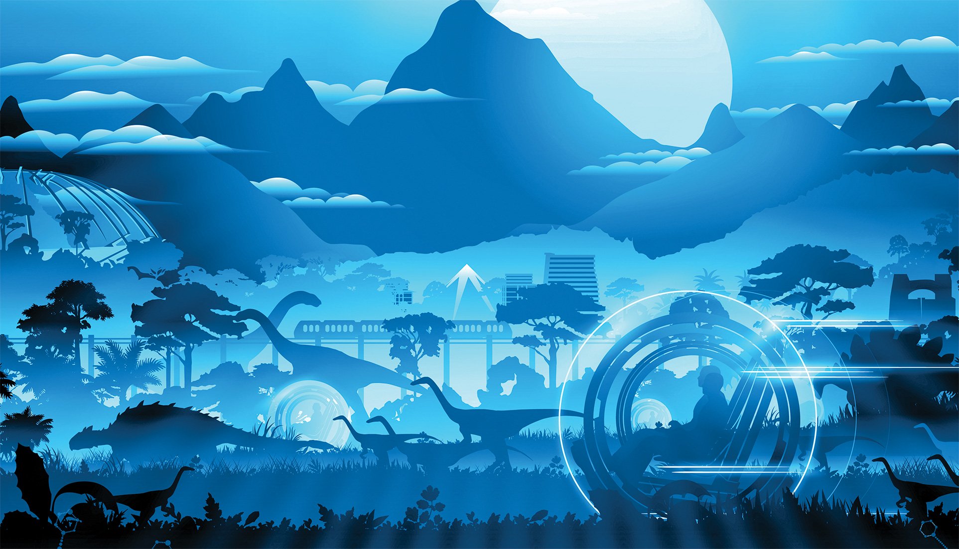 fondo de pantalla de mundo jurásico,azul,cielo,paisaje natural,hielo,cg artwork