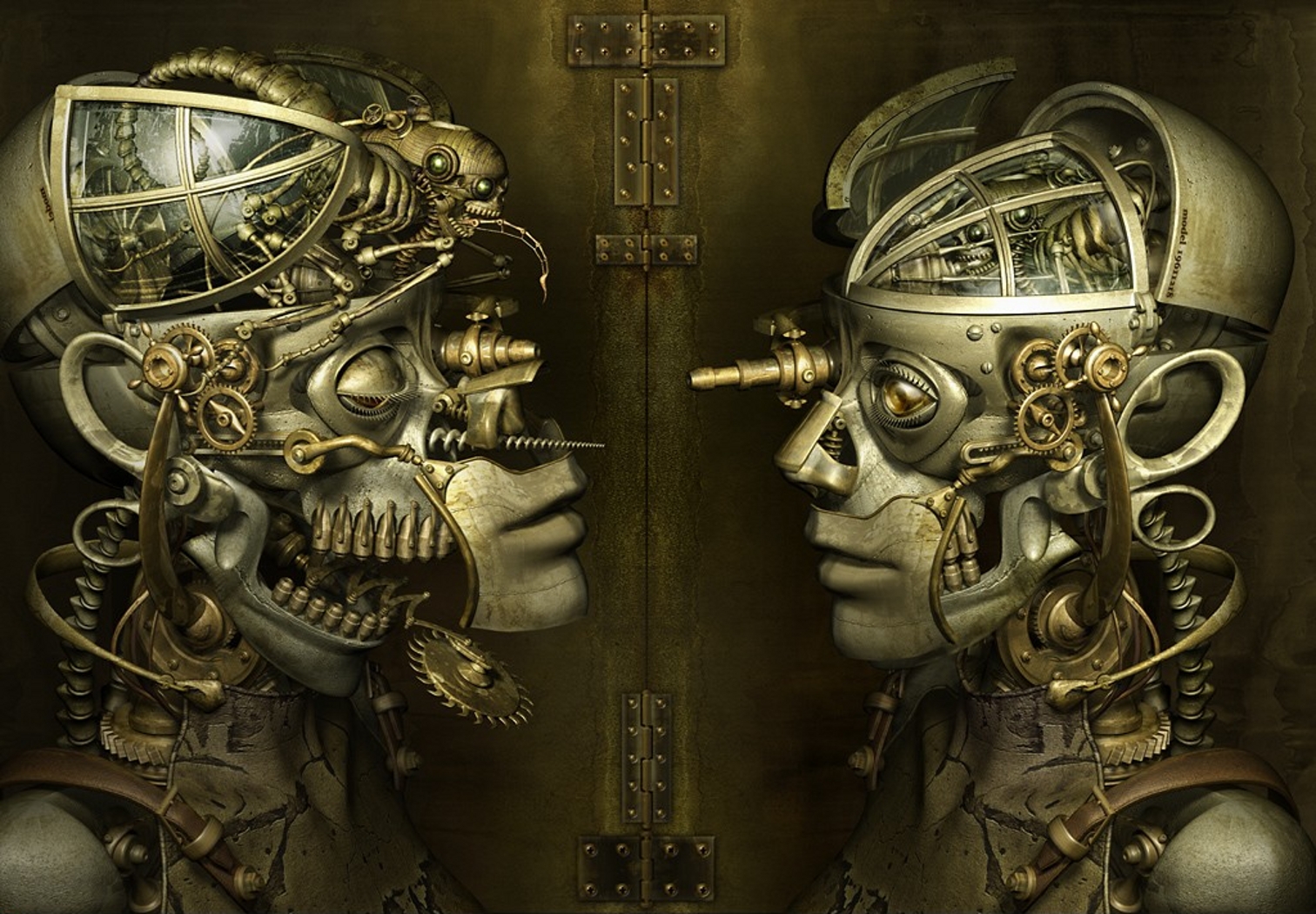 fondo de pantalla steampunk,ilustración,arte,cráneo,equipo de protección personal,personaje de ficción