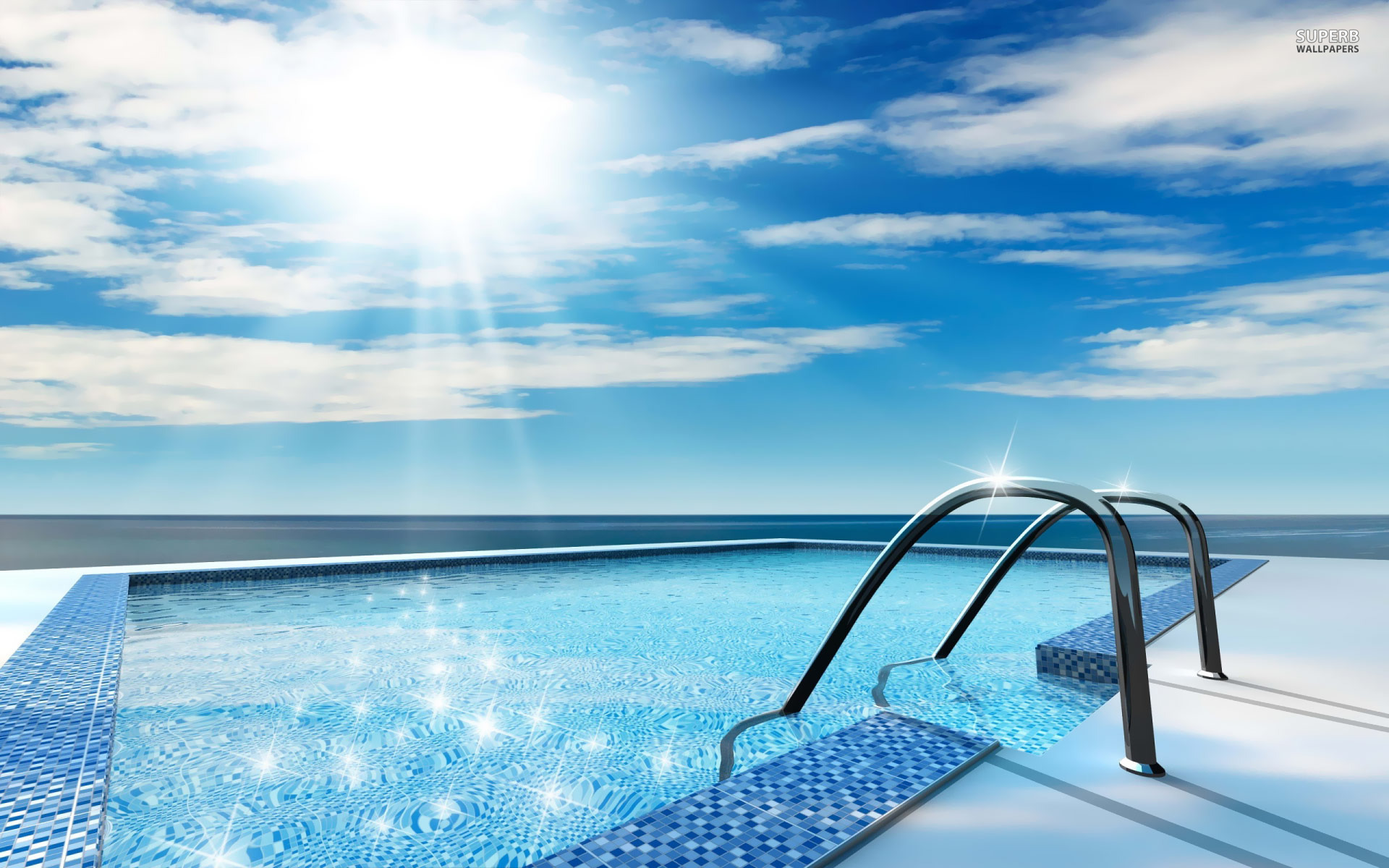 pool wallpaper,swimming pool,sky,blue,water,daytime