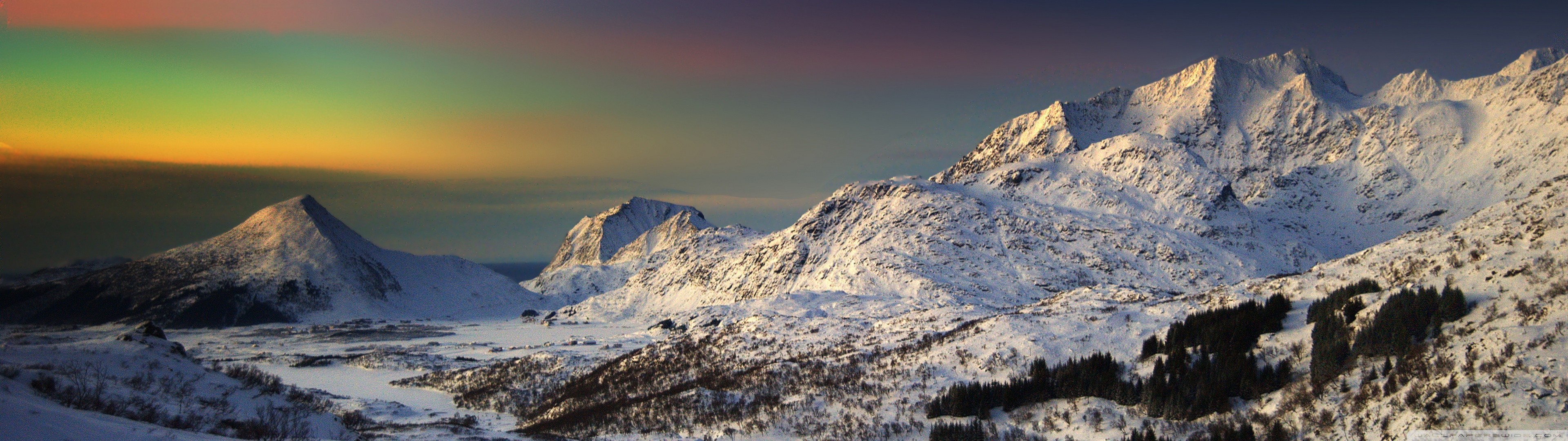 3840x1080 fondo de pantalla hd,montaña,cordillera,cielo,naturaleza,nieve
