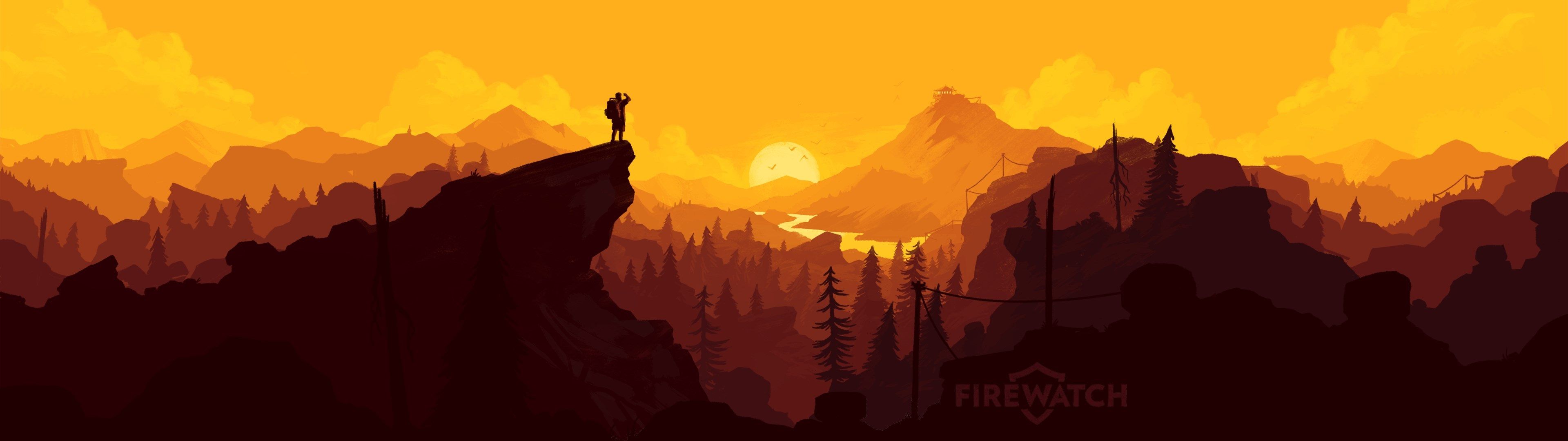 3840x1080 wallpaper hd,sky,natural landscape,orange,illustration,adventure game