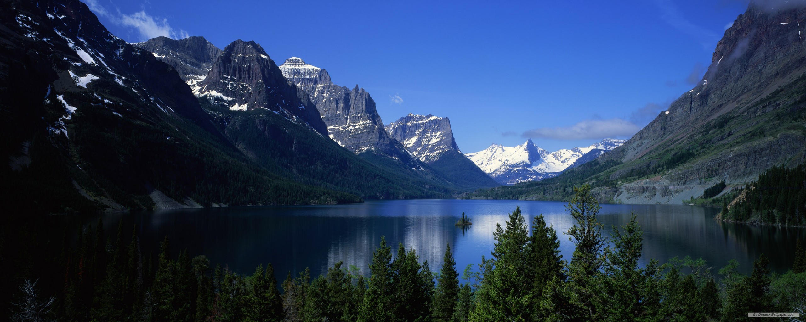 이중 스크린 벽지,산,자연 경관,자연,산맥,빙하 호수