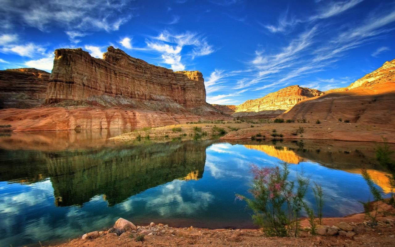 1280x800 wallpaper,natural landscape,nature,reflection,sky,mountainous landforms