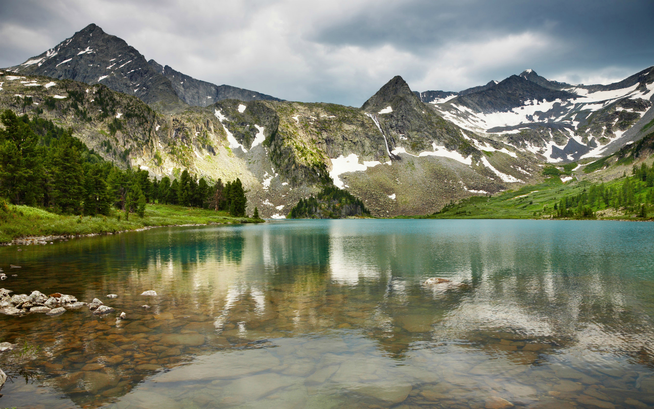 1280x800 wallpaper,natural landscape,mountainous landforms,mountain,body of water,tarn