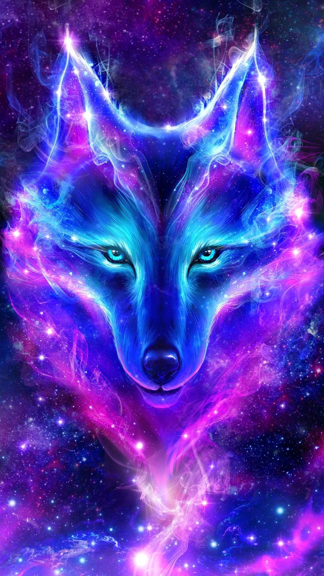 sky live wallpaper,canidae,purple,fox,red wolf,space