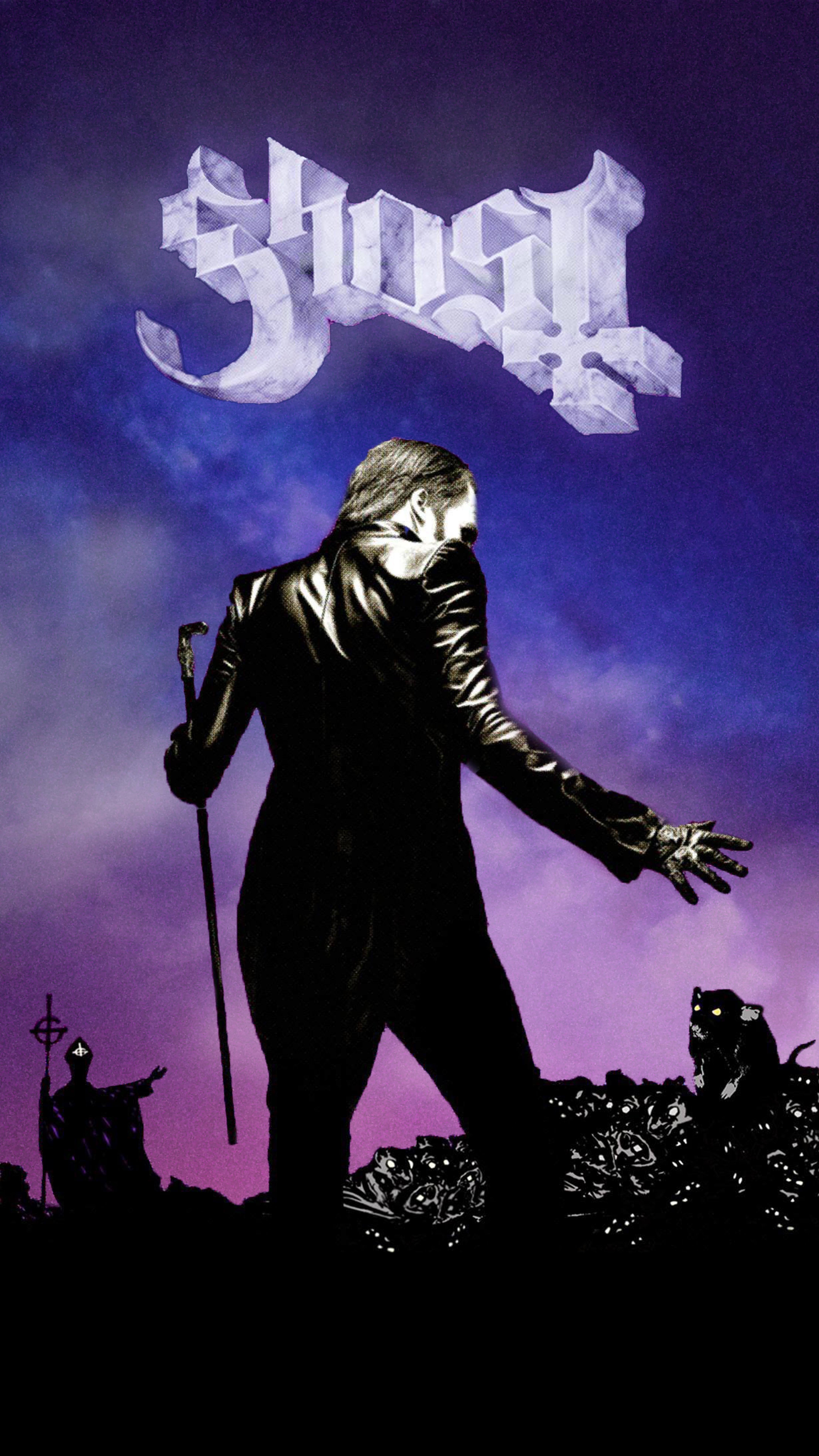 ghost live wallpaper,album cover,poster,fictional character,darkness,fiction
