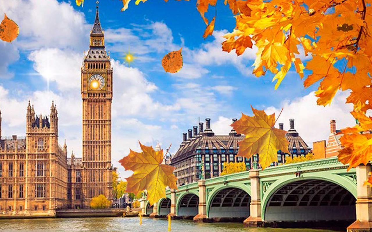 가을 라이브 벽지,자연,시계탑,하늘,자연 경관,건축물