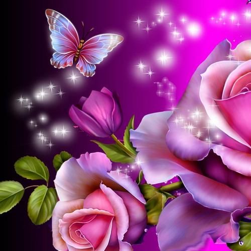 3d flower live wallpaper,pink,butterfly,violet,petal,purple