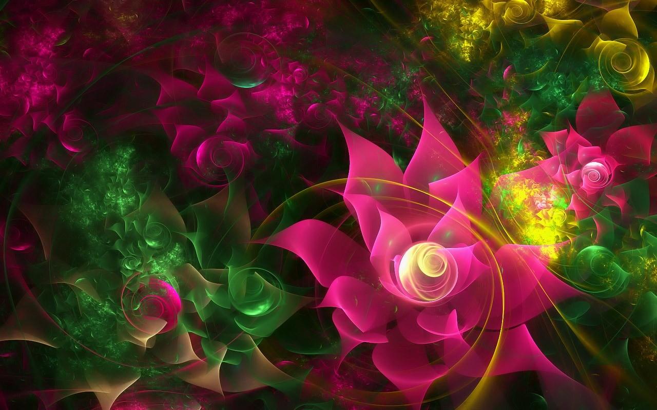 3d flor de pantalla en vivo,rosado,verde,arte fractal,ligero,diseño gráfico