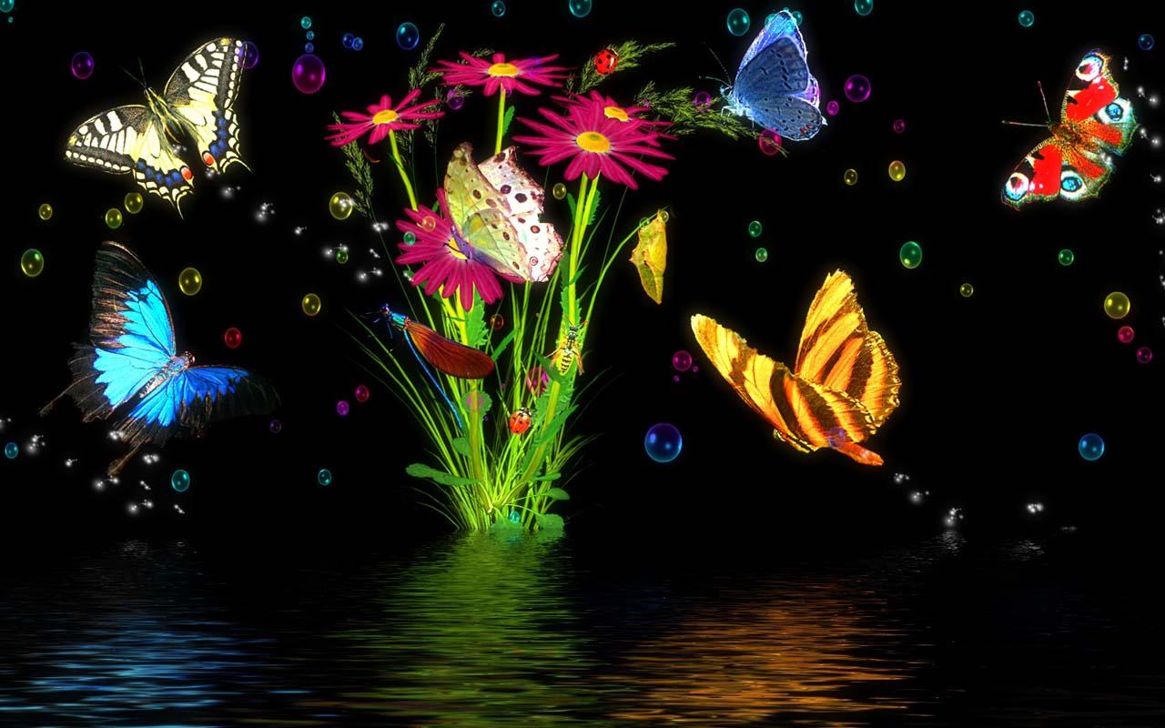 3d 나비 라이브 배경 화면,자연,빛,나비,조명,밤