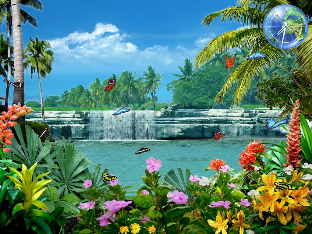 3dバタフライライブ壁紙,自然の風景,自然,工場,風景,カリブ海
