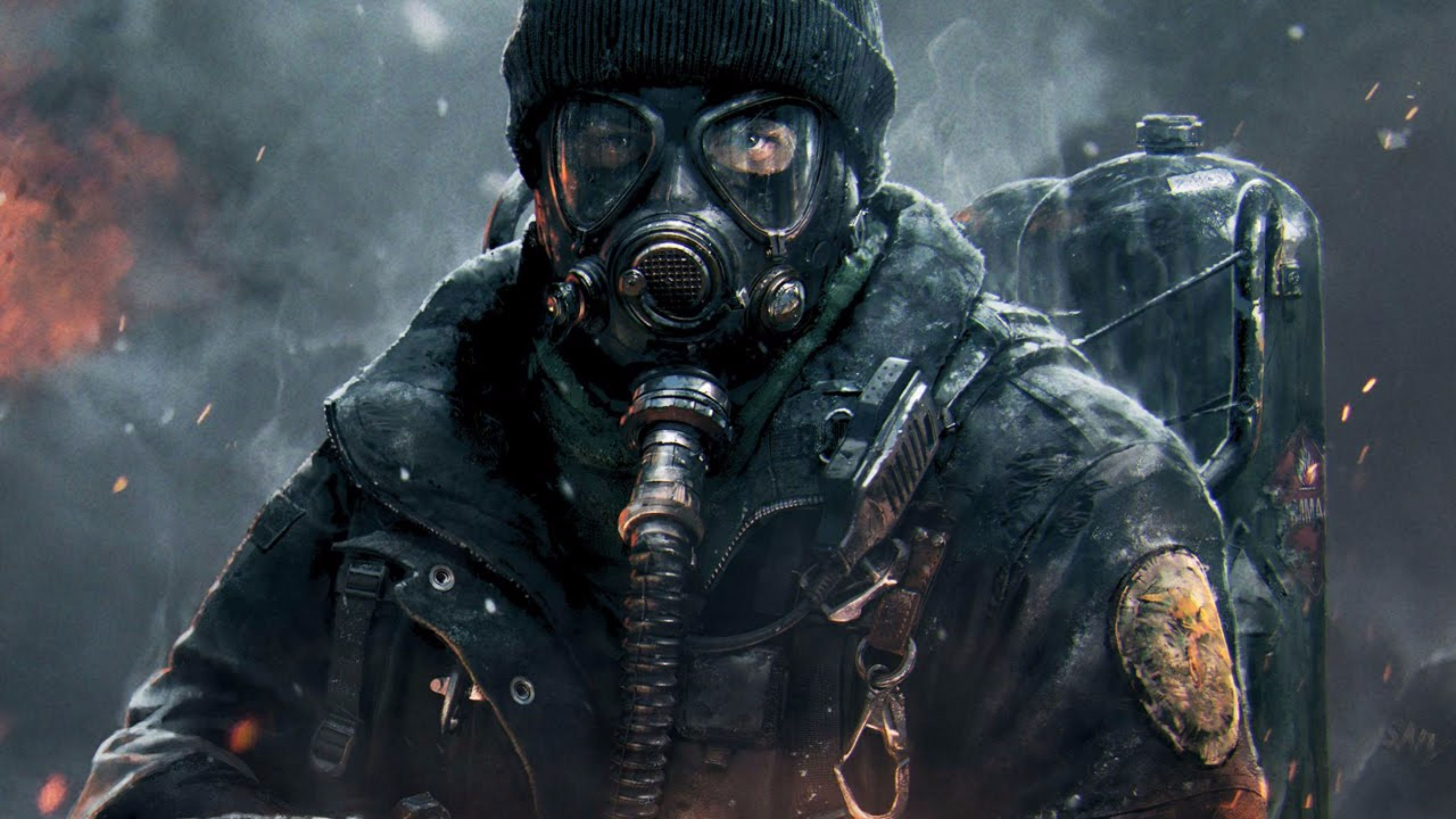 the division wallpaper,action adventure game,personal protective equipment,gas mask,shooter game,mask