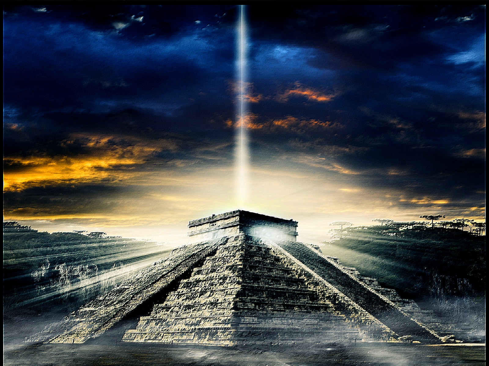 tapete de,himmel,wolke,pyramide,licht,monument
