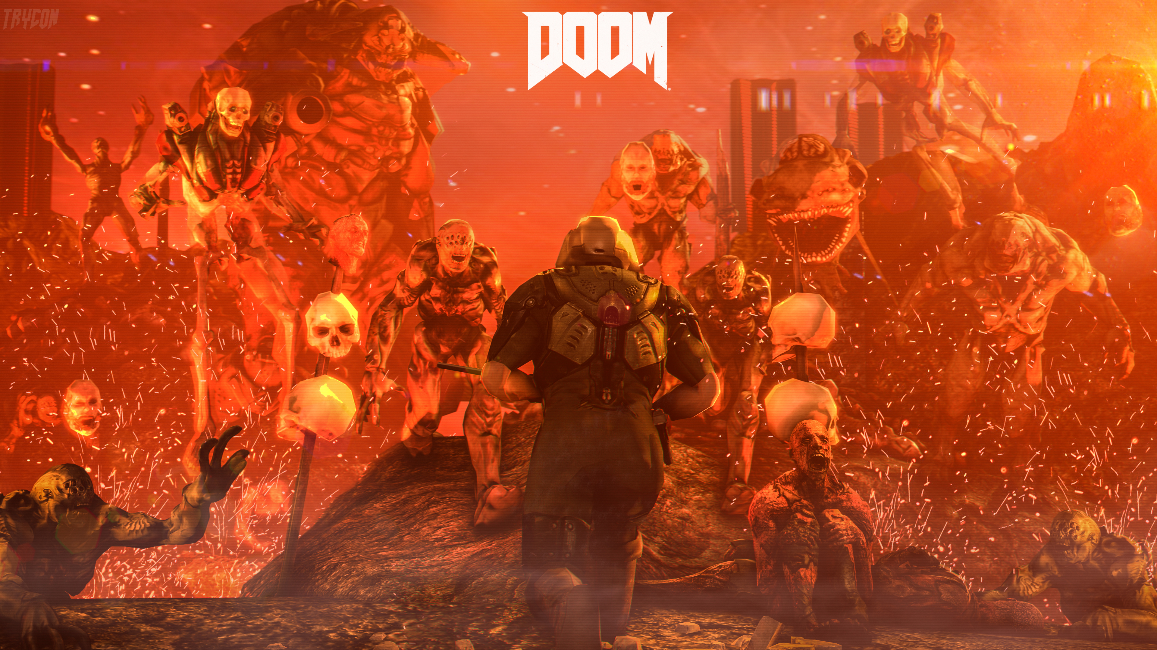 doom wallpaper,action adventure game,pc game,geological phenomenon,cg artwork,strategy video game