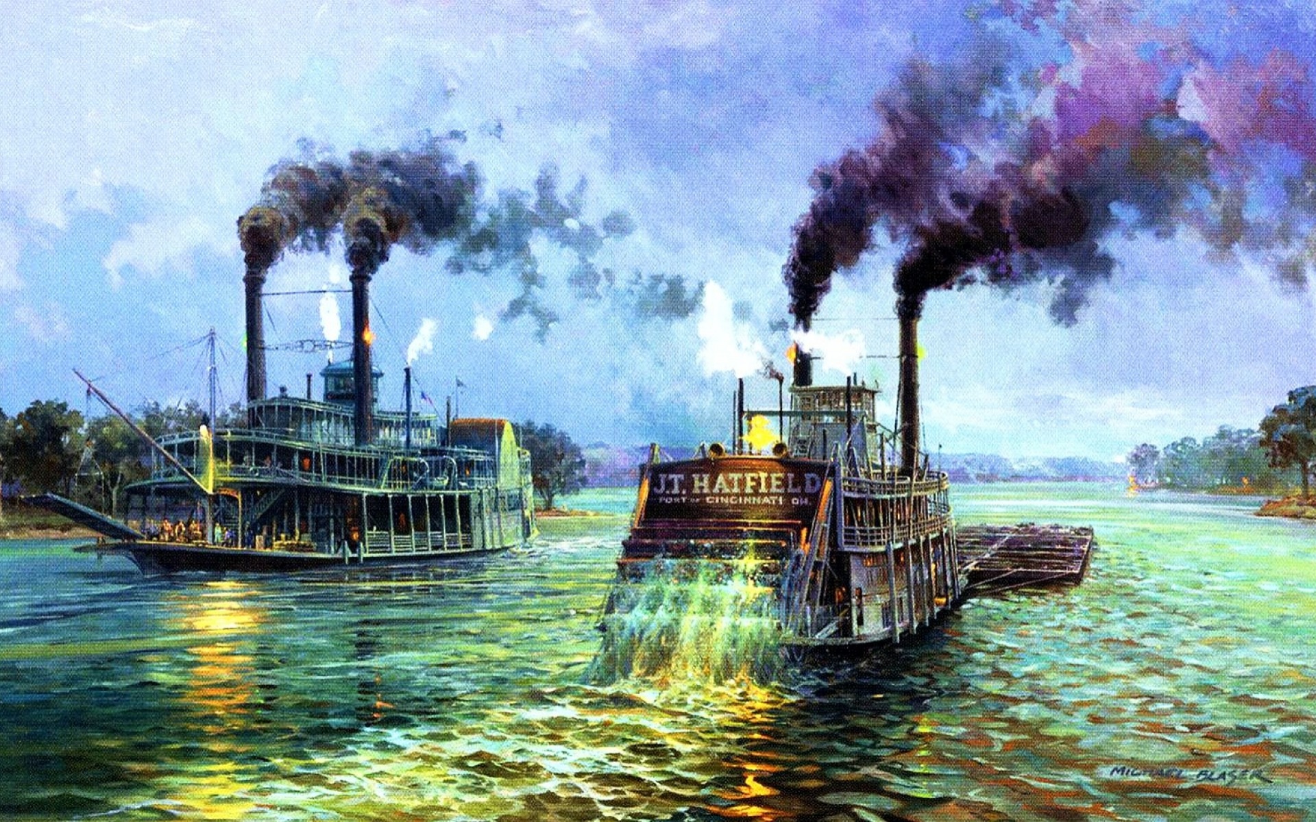 Steamboat Paintings- WallpaperUse