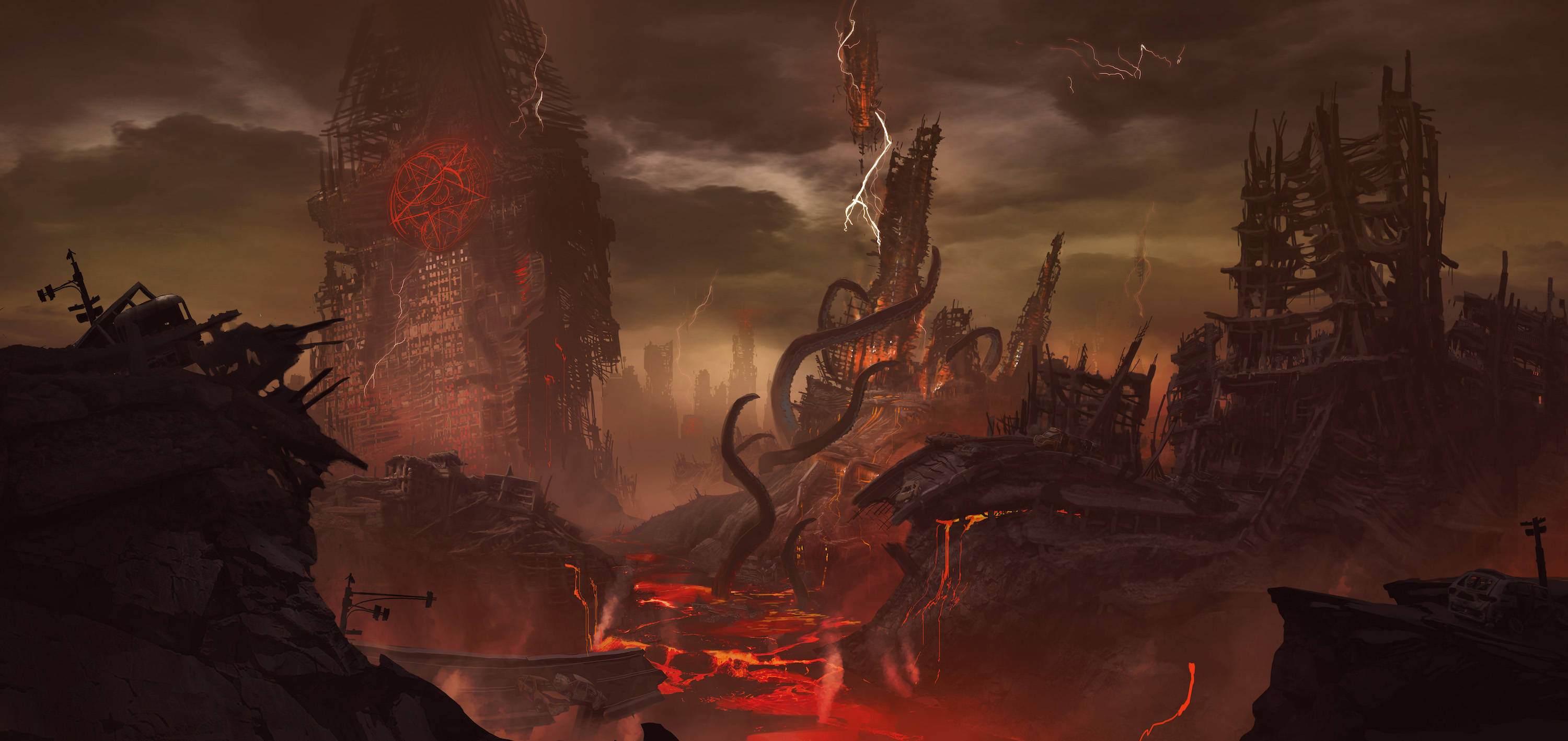 doom wallpaper,action adventure game,geological phenomenon,cg artwork,strategy video game,adventure game