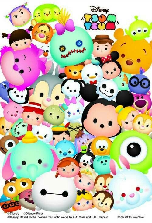 tsum tsum wallpaper,clip art,cartoon,design,graphics,animal figure