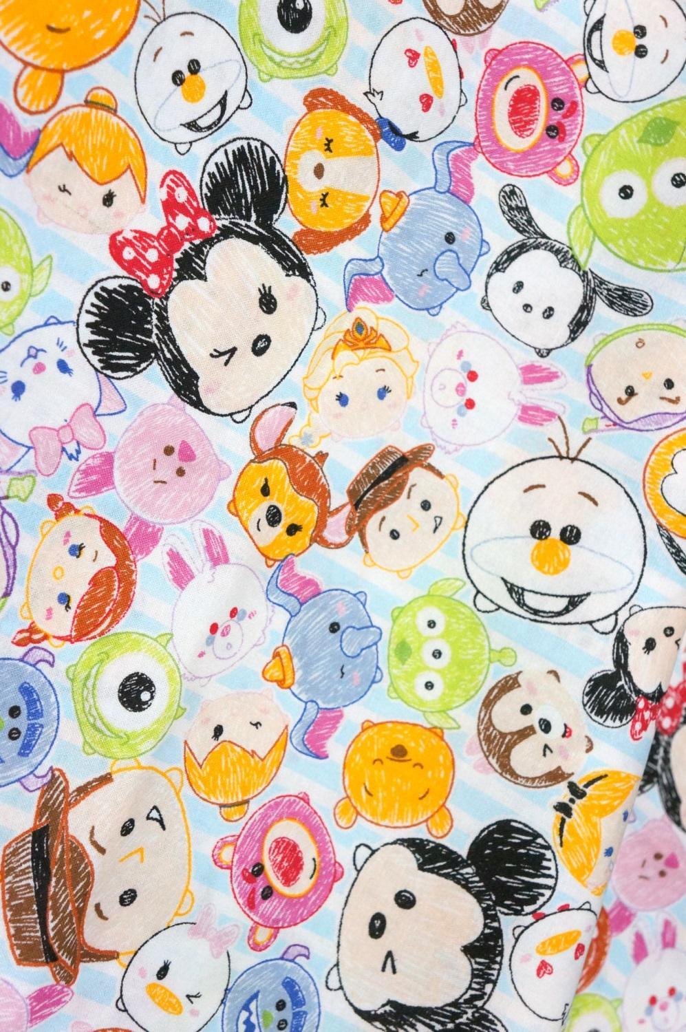 tsum tsum wallpaper,dibujos animados,textil,modelo