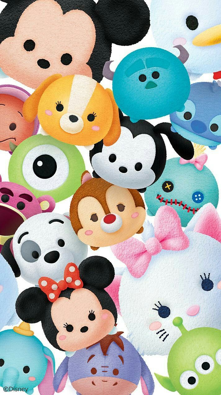 tsum tsum wallpaper,cartoon,design,stuffed toy,pattern,plush