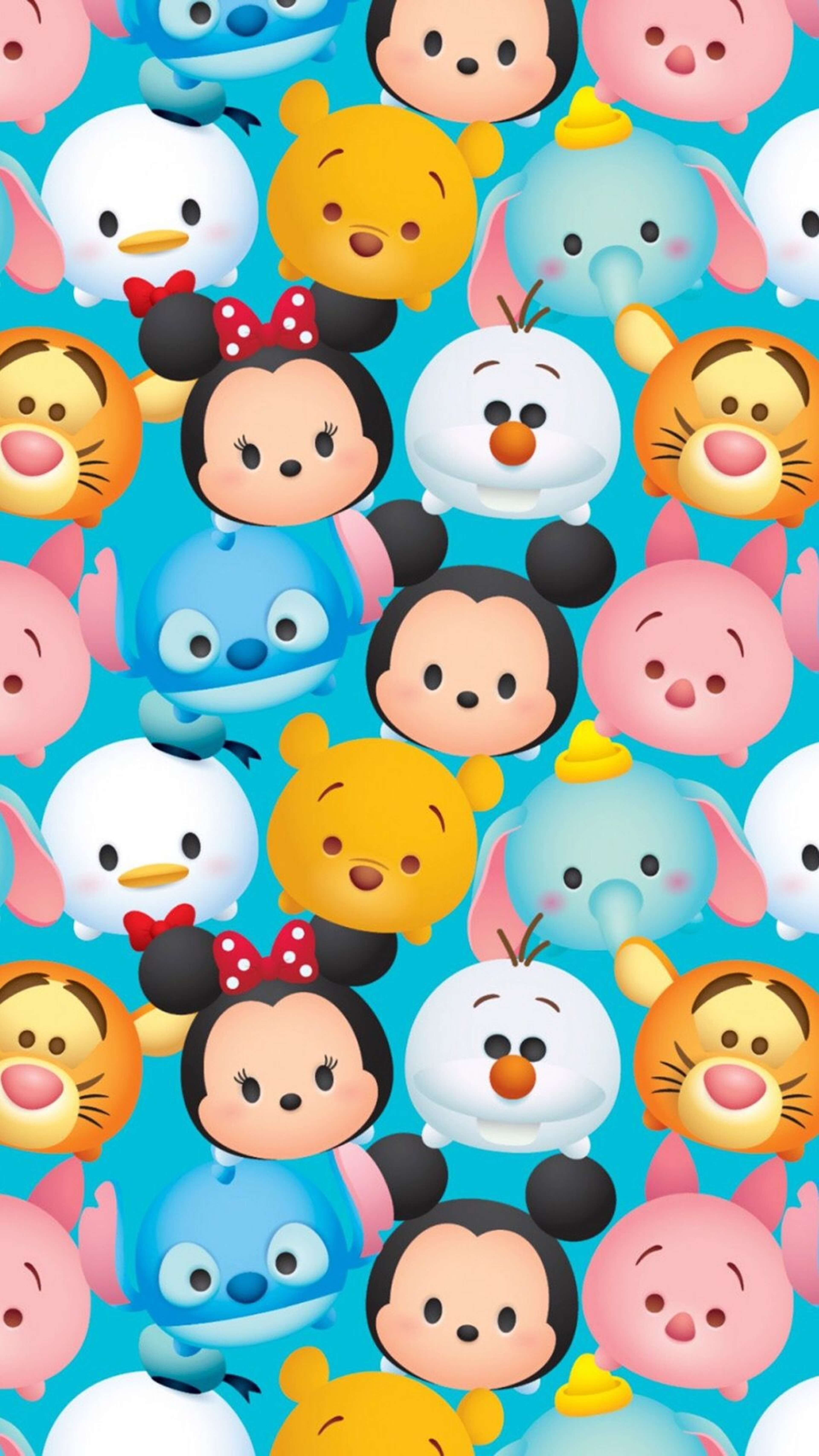 tsum tsum wallpaper,cartoon,smile,design,textile,pattern