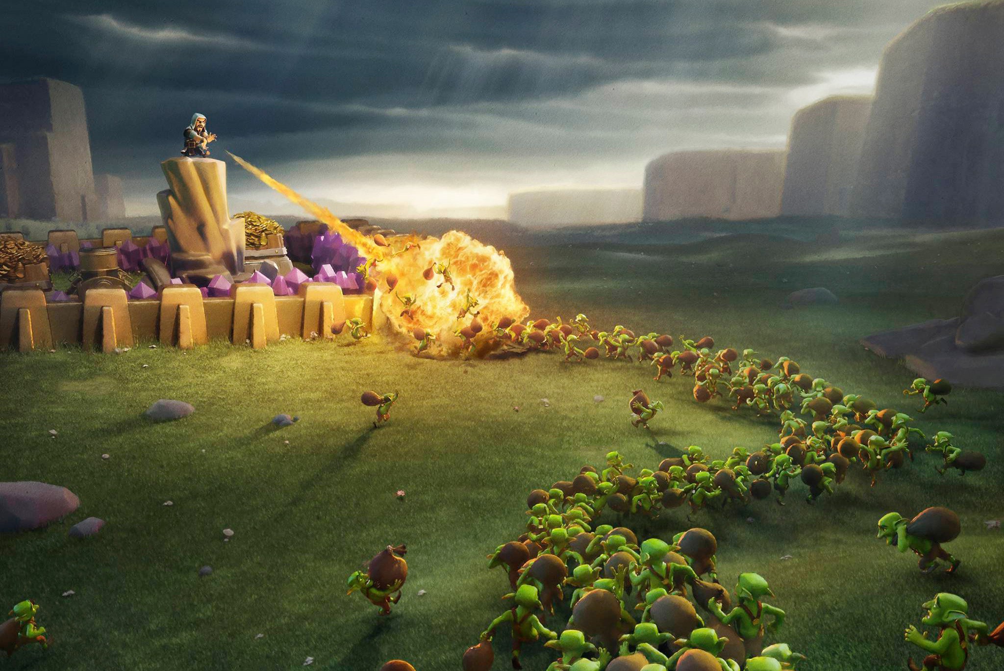 clash of clans wallpaper hd,natürliche landschaft,himmel,spiele,computerspiel,gras