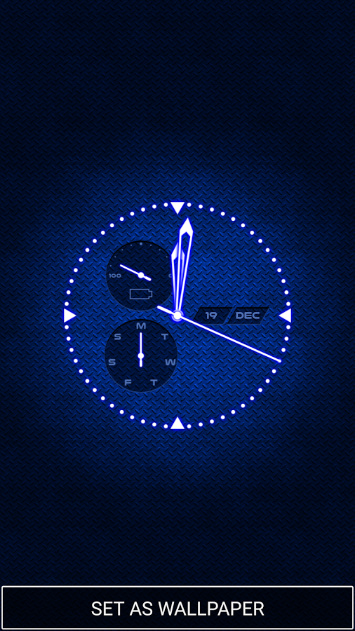horloge analogique live wallpaper,bleu,l'horloge,bleu électrique,bleu cobalt,police de caractère