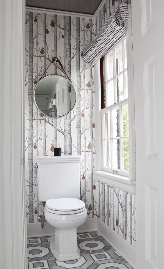Easy Diy Wallpaper For Stylish Water Closet Cole And Sons Woods