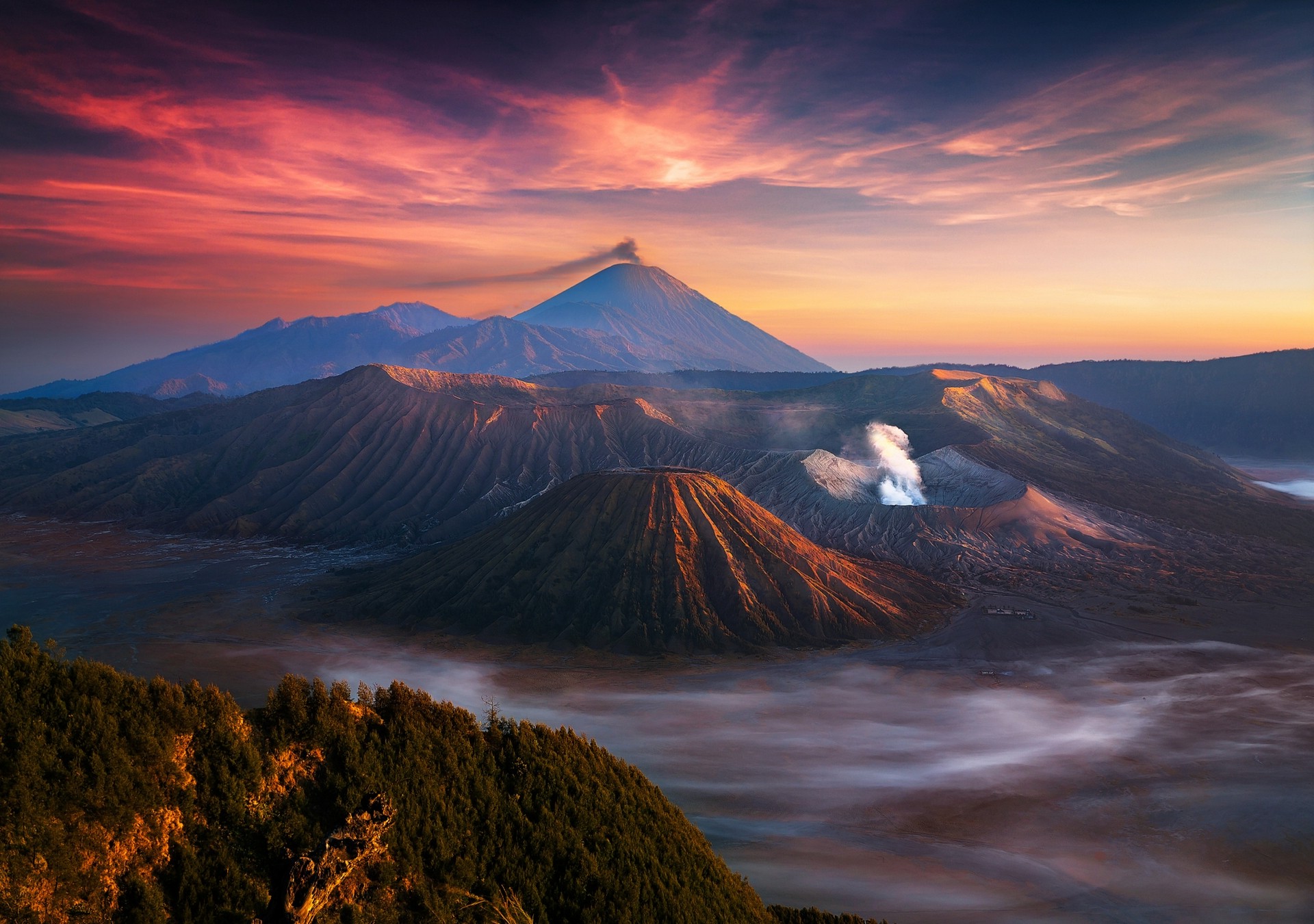 インドネシアの壁紙,山,自然,空,成層火山,自然の風景