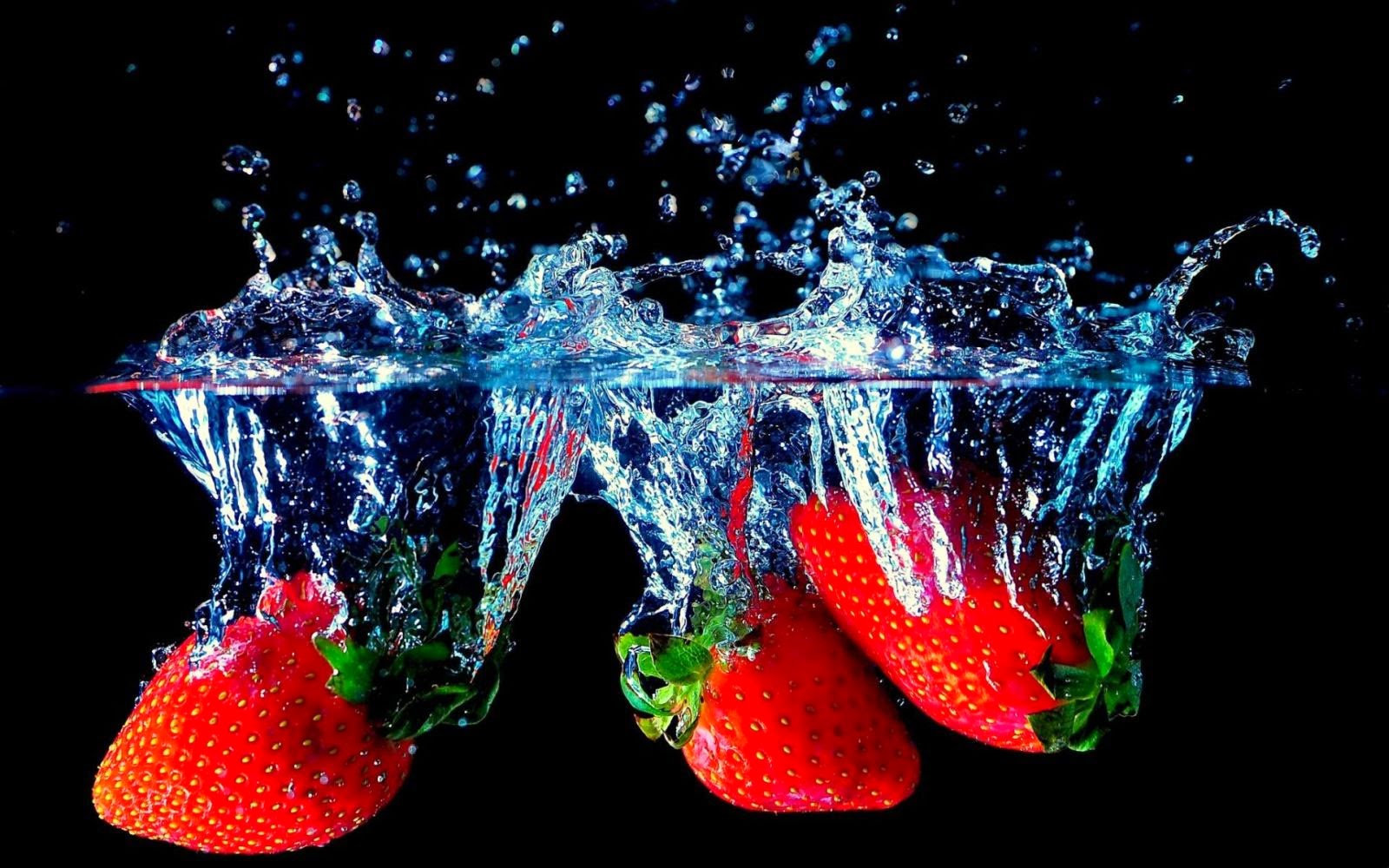 papier peint agua,rouge,fraise,l'eau,fruit,plante