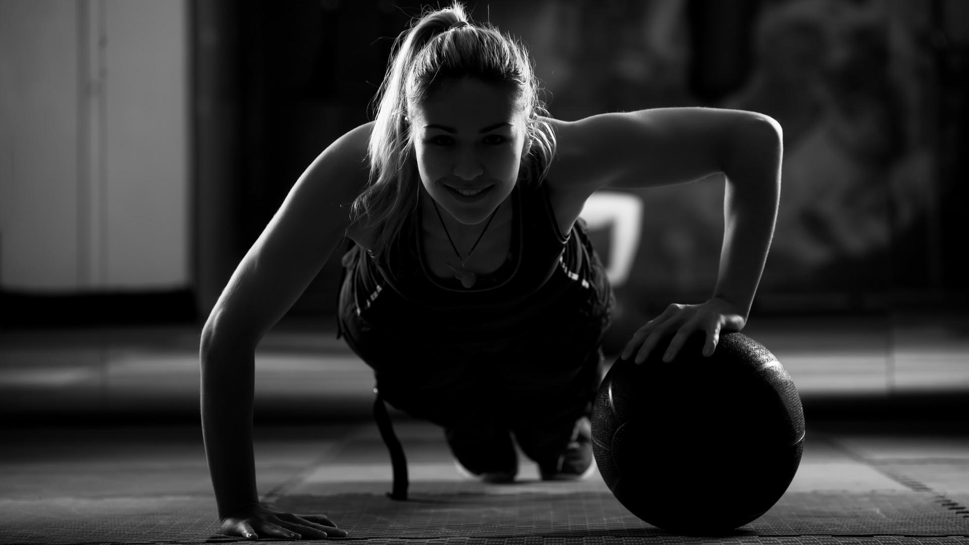 fit wallpaper,physical fitness,black and white,ball,monochrome,press up