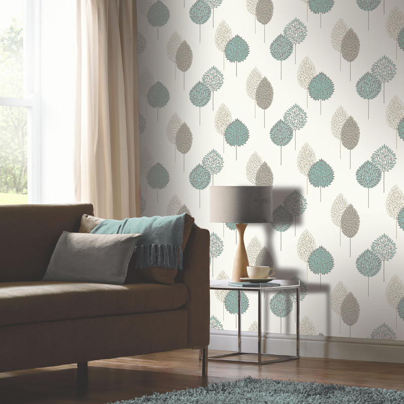 teal and grey wallpaper,interior design,curtain,room,window treatment,wall