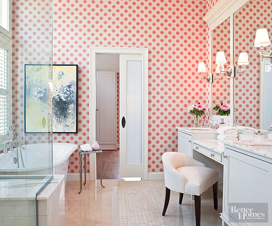 bathroom wallpaper ideas,room,tile,interior design,property,pink