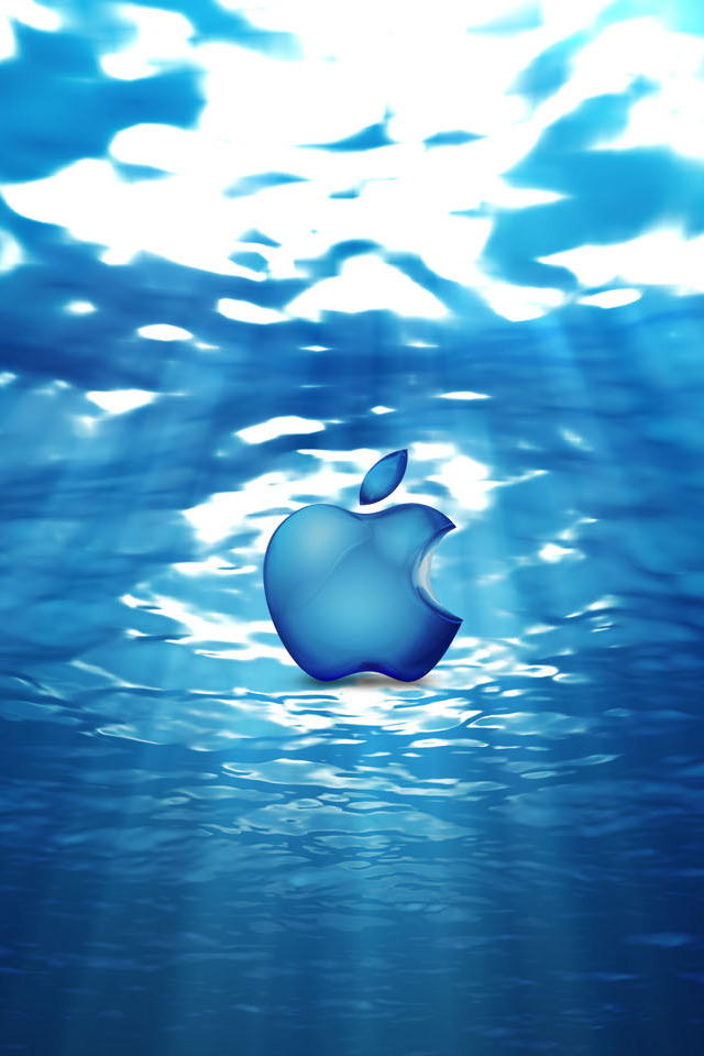 iphone logo wallpaper,blue,water,sky,azure,reflection