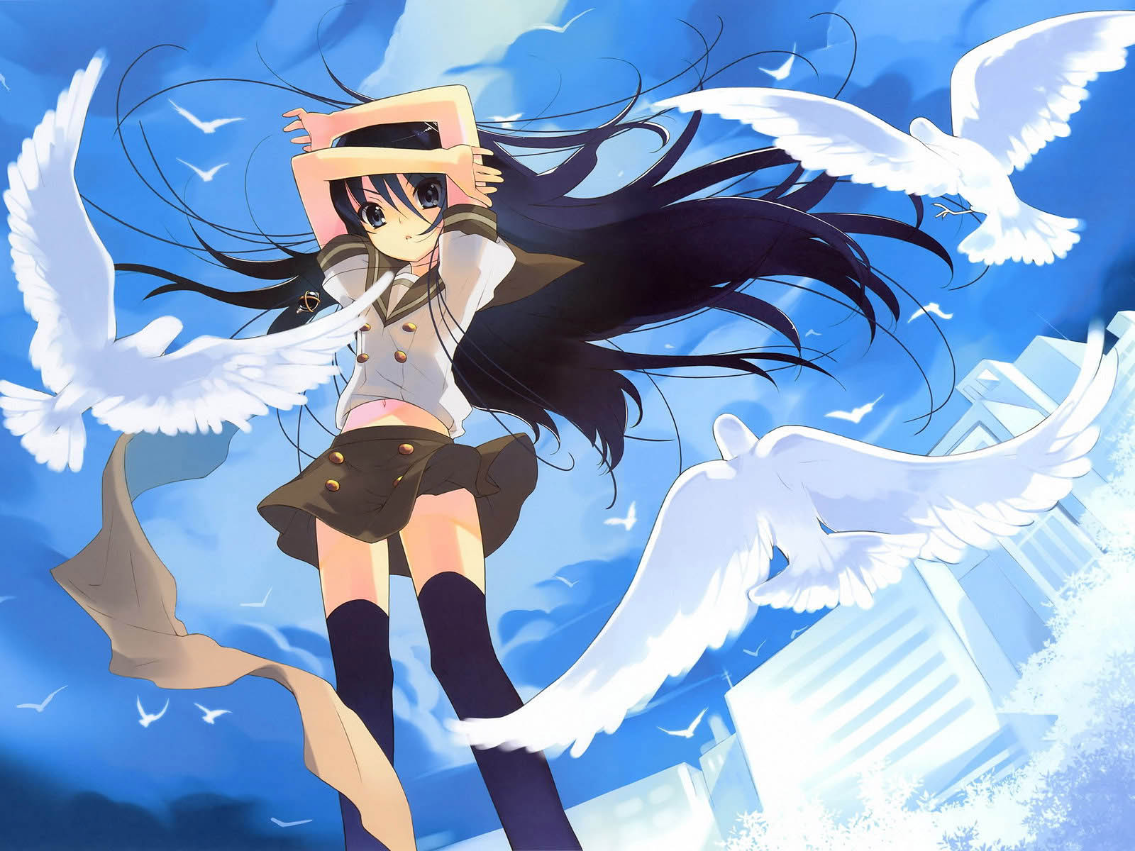 lindo fondo de pantalla de anime,anime,dibujos animados,cg artwork,personaje de ficción,cielo