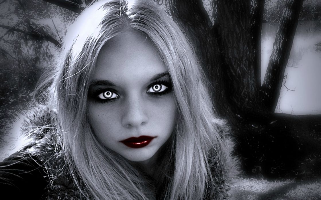 뱀파이어 벽지,머리,얼굴,말뿐인,검정색과 흰색,아름다움
