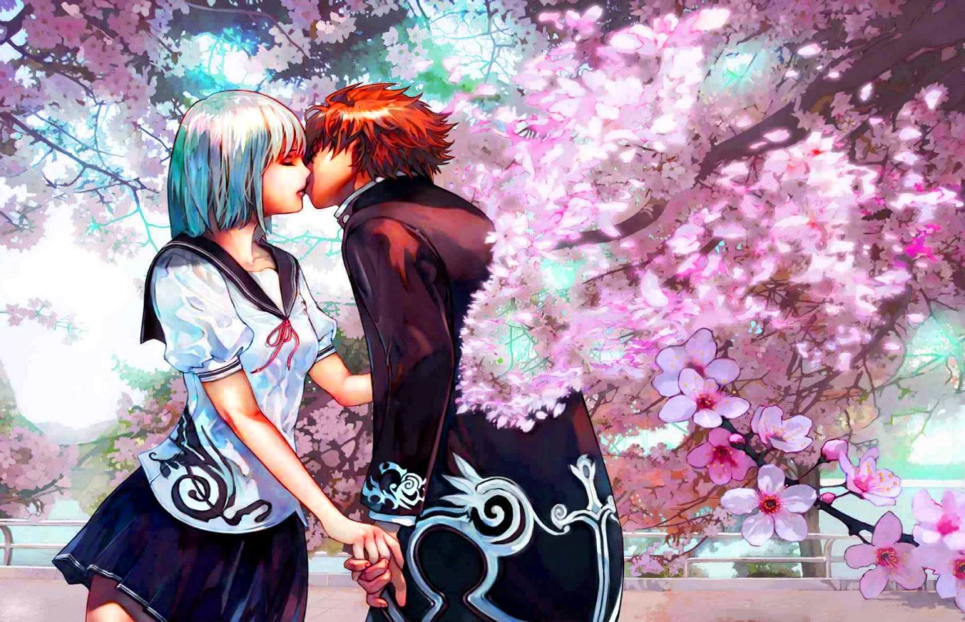 tapeten de amor,anime,romantik,interaktion,cg kunstwerk,frühling