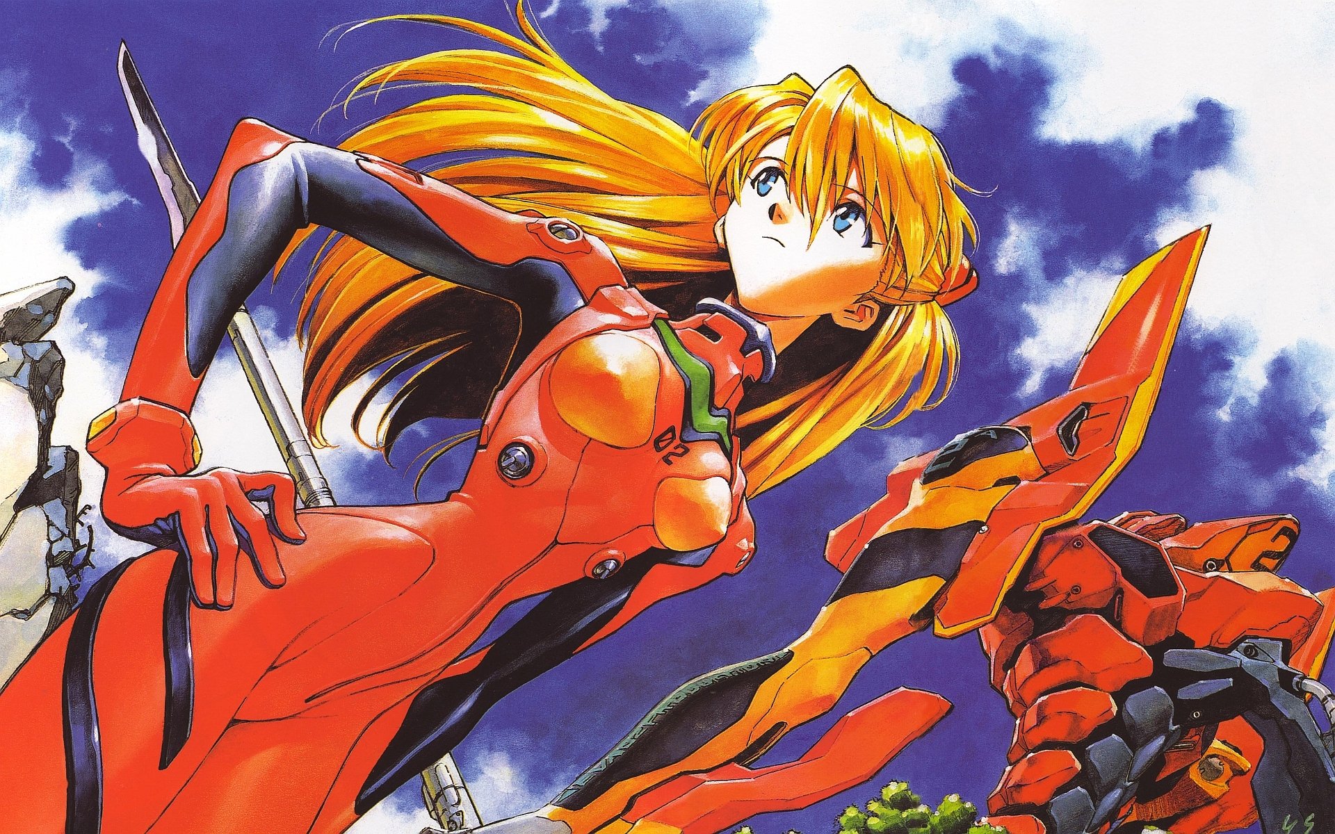 carta da parati evangelion,cartone animato,anime,cg artwork,cartone animato,cielo